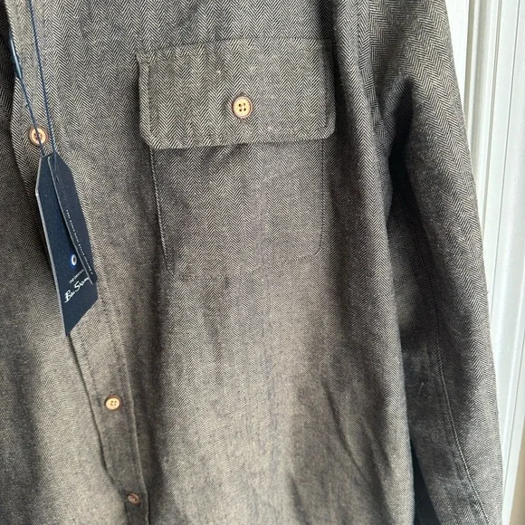 Ben Sherman Herringbone Shirt in Brown - Picture 2 of 6